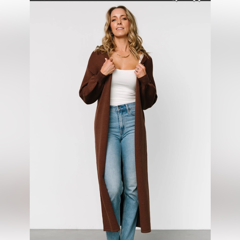 Baltic Born Ethel Long Cardigan in brown - Picture 2 of 10